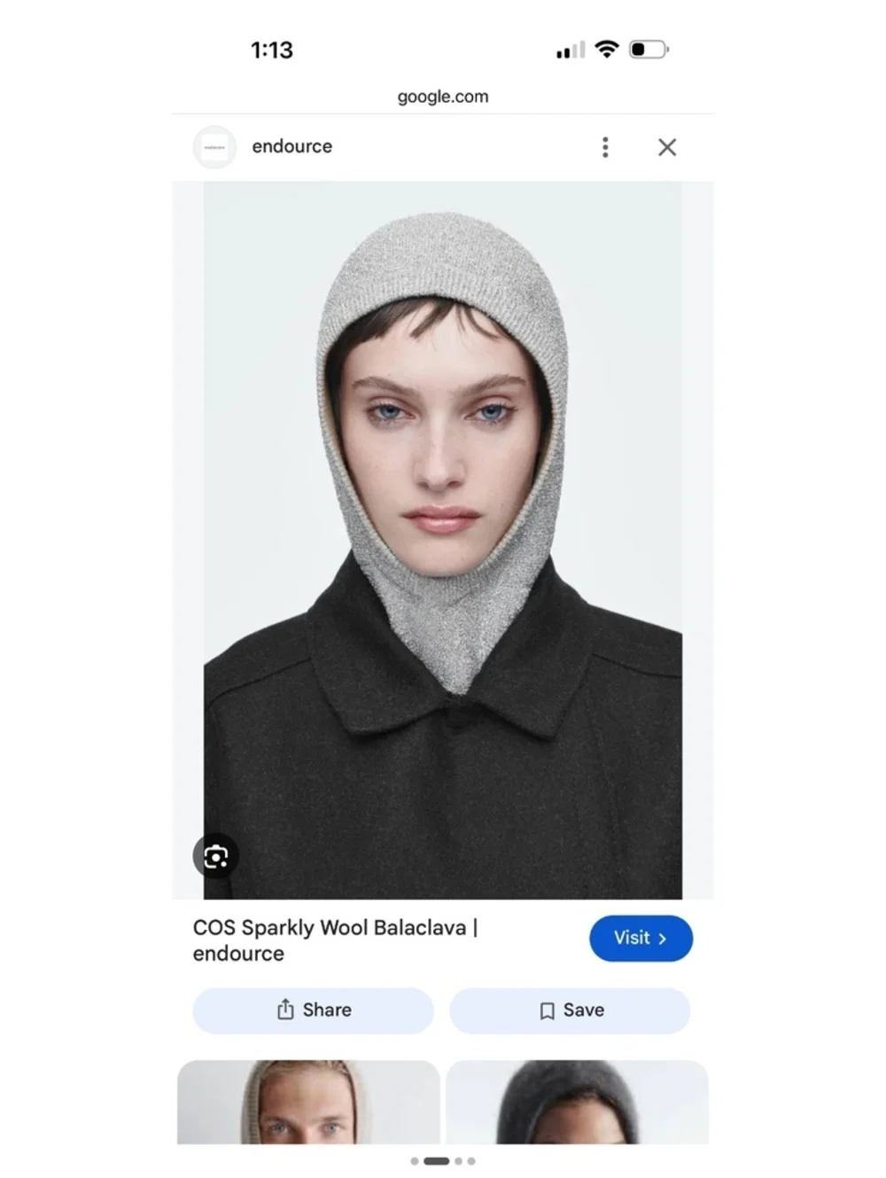 COS Sparkly Wool Balaclava in grey